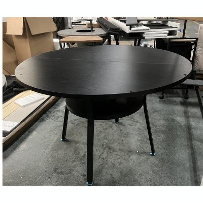 47.3" Round Storage Dining Table for 4-6, MDF Dining Table for Living Room & Kitchen, Space - Saving Modern Furniture