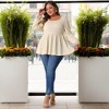 Women's Plus Size Casual Cable Knit Peplum Scoop Neck LongSleeve Trendy Blouses - Agnes Orinda - 3 of 4