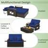 Tangkula Outdoor Wicker Daybed Patio Loveseat & Storage Ottoman Set w/ Navy Cushions - 4 of 4