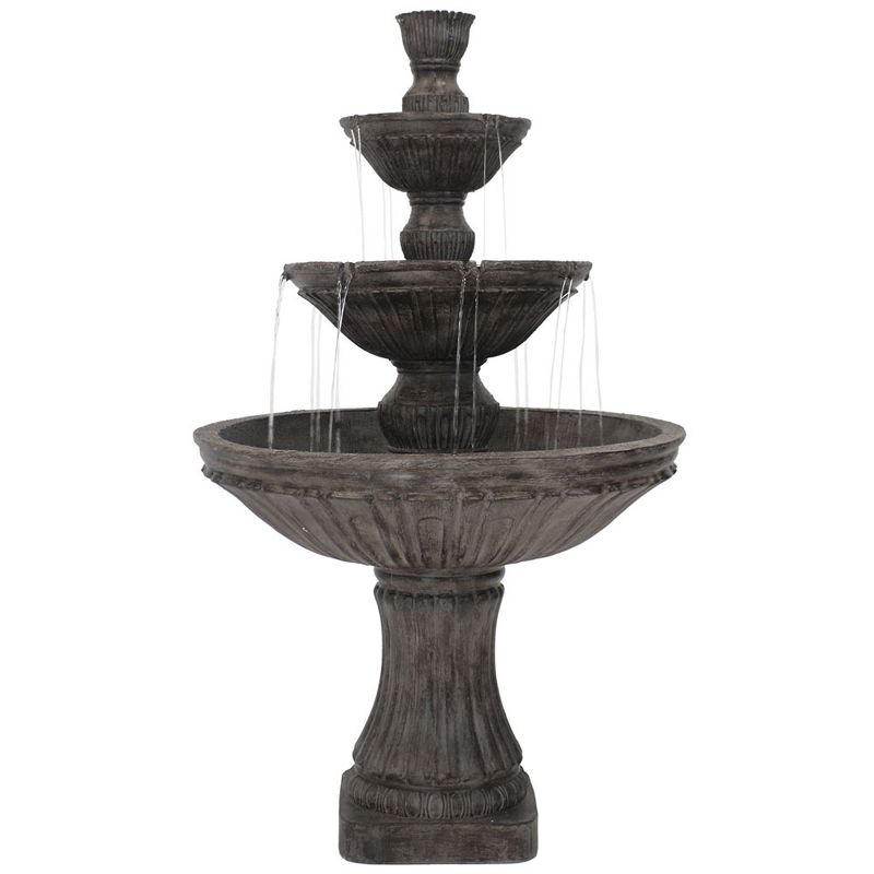 Sunnydaze 55"H Electric Polystone Classic Style 3-Tier Designer Outdoor Water Fountain, 1 of 13