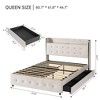 King Size Bed Frame, Upholstered Platform Bed Frame with 4 Storage Drawers, Bed Frame with Diamond Tufted Headboard, No Box Spring Needed - 3 of 4