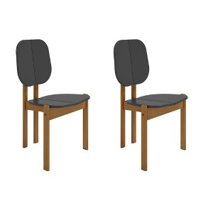 Manhattan Comfort Set of 2 Gales Mid - Century Modern Dining Chairs with Solid Wood Legs - 1 of 4