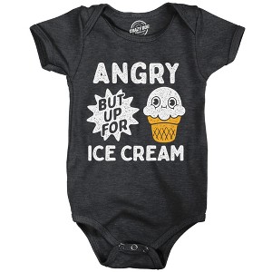 Angry But Up For Ice Cream Baby Bodysuit Funny Sarcastic Dessert Graphic Novelty Jumper For Infants - Crazy Dog Baby Bodysuit - 1 of 4