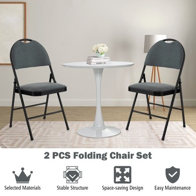 Gray Ergonomic Metal Frame Armless Folding Chairs, Set of 2