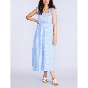 Women's Sleeveless Ruffle Shoulder Smocked Maxi Dress | Motherhood Maternity - 1 of 4
