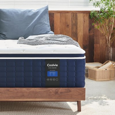 Coolvie 14 Inch Mattress, 4 Layer Premium Foam with Pocket Springs for Motion Isolation and Pressure Relieving, Medium Firm