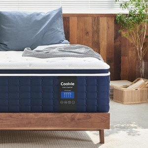 Coolvie 14 Inch Mattress, 4 Layer Premium Foam with Pocket Springs for Motion Isolation and Pressure Relieving, Medium Firm - 1 of 4
