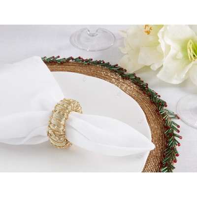 Gold Beaded Glamorous Napkin Rings Set of 4