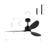 Airsurfer 52" Ceiling Fan with LED Light and Remote,3-Blade Modern Ceiling Fan with Reversible DC Motor, Color-Changing Light, Memory Function - 3 of 4