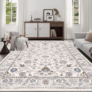Okak Simple Elegant Design Bohemia Style Large Washable Area Rug for Living Room,Bedroom,Flower Design Non-slip Rug - 1 of 4