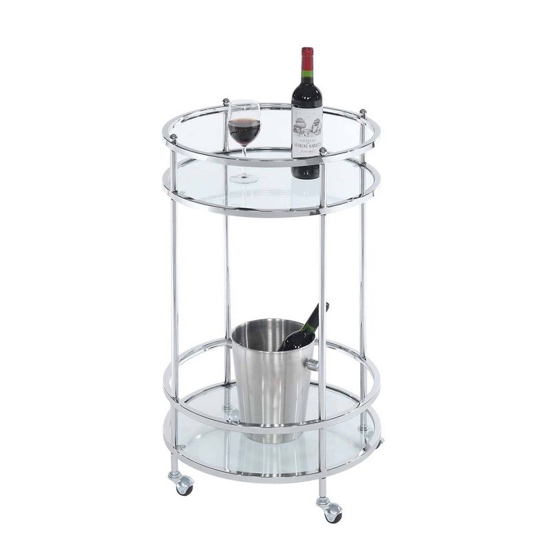 Royal Crest Bar Cart with Wheels Chrome - Breighton Home, 4 of 5