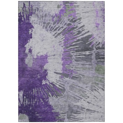 Purple Lilac And Eggplant Abstract Washable Indoor Outdoor Area Rug