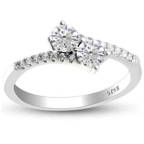 Tatiana Engagement Ring for Women Sterling Silver 2 Stone Promise Cz Ginger Lyne Collection - image 1 of 4