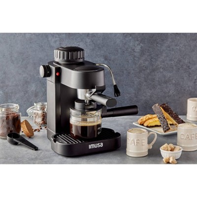 Black Semi-Automatic Espresso Maker with Steam Wand