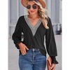 Coolmee Women's Lace Long Sleeve Tops T Shirts Womens Business Shirts Casual Blouses V Neck Work Tunic Blouses Fall Clothes - 4 of 4