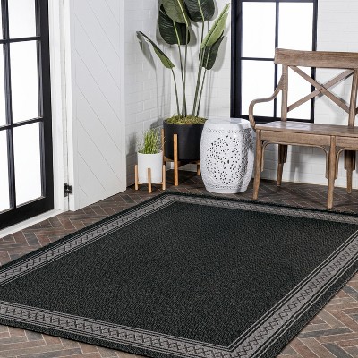 Modern Diamond Geo Black/Gray 8'x10' Reversible Indoor/Outdoor Rug