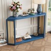 Whisen Unique Arrow-Shaped Design Console Table with Open Shelf and Rattan Side for Living Room and Entrance - 3 of 4