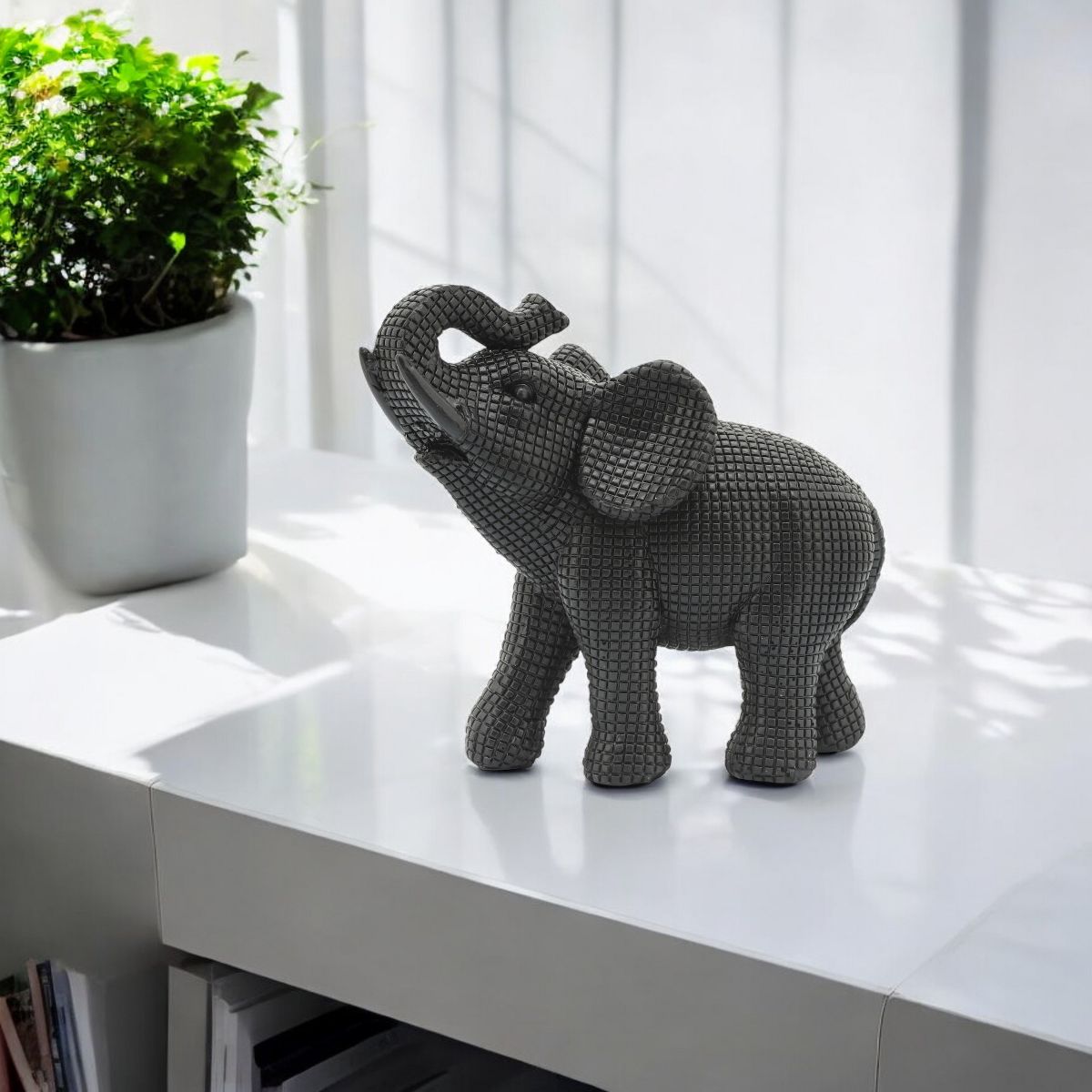 Sagebrook Home 7" Elephant Sculpture - Decorative Polyresin Elephant Statue For Home Decor - Table Accent, Desktop Figurine - thumbnail 2