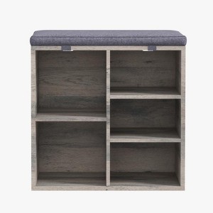 Shoe Cabinet with Removable Cushion - 3-Tier Storage Organizer with Adjustable Shelves - 1 of 4