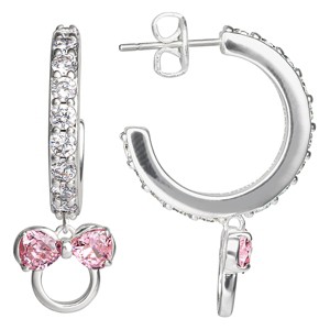Disney Minnie Mouse Silver Plated Cubic Zirconia Hoop Earrings - 1 of 4