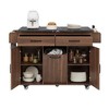 PAGED Dining Room Cabinet with Trash Can Storage, Kitchen Cart with Drawer, Rolling Kitchen Island on Wheels with Adjustable Shelf - 2 of 4