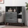 Vynxaria Mid-Century Modern Cabinet - Faux Wood with Splayed Legs, Cubby Shelves & 2 Drawers,Gray - 2 of 4