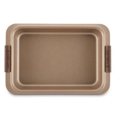 Bronze Nonstick Rectangular Cake Pan with Clear Lid