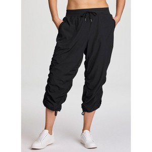 RBX Women's Lightweight Quick Drying Capris Adjustable Leg/Inseam Stretch Woven Workout Hiking Cropped Jogger Pants with Pockets - 1 of 4