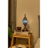 Kafthan 14.5 in. Handmade Blue Center Circle Mosaic Glass Table Lamp with Brass Color Metal Base - 3 of 4