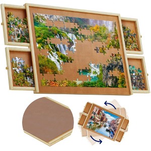 Beyond Innoventions Wooden Puzzle Table – Portable Jigsaw Organizer - 1 of 4
