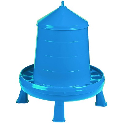 Double-Tuf DT9875 High Capacity 17.5 Pound Durable Poultry Feeder Container with Legs and Convenient Carry Handle, Blue