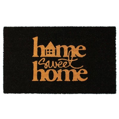 Raj 1'6" x 2'6" Tufted Home Sweet Home House Coir Doormat Black