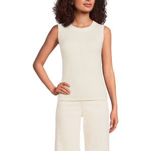 Lands' End Women's Fine Gauge Baby Cable Crew Neck Sleeveless Sweater - 1 of 4