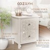 COZAYH Farmhouse 2 Drawer Bedroom Nightstand w/ Embossed Flower Motif, Set of 2 - 2 of 4
