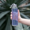 Pavilion Gift Company - Blue Swirl - 16.5 oz Hand Decorated Glass Water Bottle - Portable Drinkware - 3 of 4