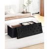 Aoibox Folding Tufted Storage Ottoman Bench, Extra Large 140L Toy Chest Footrest for Bedroom, Luxury Velvet Fabric in Black - 2 of 4