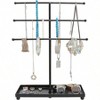 Modern Jewelry Organizer, 3 - Tier Black Metal Bracelet Necklace Storage Display Tree Rack with Base Ring Tray - 2 of 4