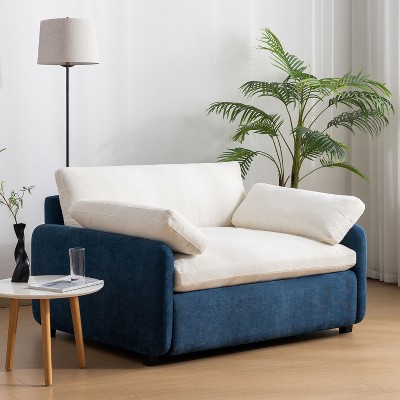 NicBex Oversized Chenille Deep Seat Single Sofa with Back Cushion & Pillows,Color Blocking Futon Couch for Living Room,Bedroom