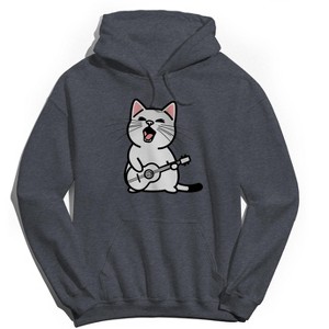 Rerun Island Men's Singing Cat Guitar Long Sleeve Graphic Cotton Sweatshirt Hoodie - 1 of 4