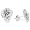 Pompeii3 1Ct Diamond Double Halo Studs Screw Back Womens Earrings White Gold 10.2MM - 2 of 4