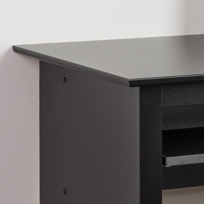 Sleek Black Wall-Mounted Computer Desk with Drawer and Keyboard Tray