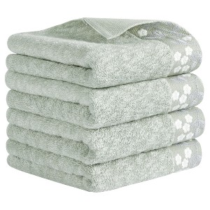 REGALWOVEN 100% Cotton Floral Embroidered Soft Absorbent Decorative Hand Towel 14 x 28 Inch - 1 of 4