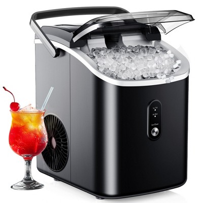 EUHOMY Portable Nugget Ice Maker, 34lbs/Day, Fast 6-8 Min Production, Self-Cleaning,for Home, Office, RV & Parties, Black