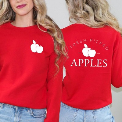 Simply Sage Market Women's Graphic Sweatshirt Fresh Picked Apples Front and Back