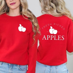 Simply Sage Market Women's Graphic Sweatshirt Fresh Picked Apples Front and Back - 1 of 4