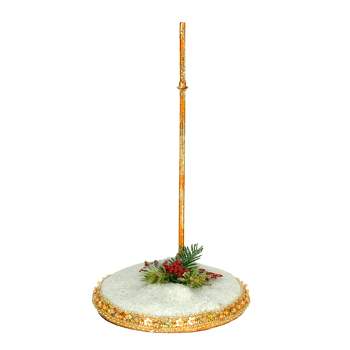 Mark Roberts Products 7.5" White and Gold Glittered Snow Base Small Stand