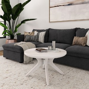 Plank+Beam Cross Leg Modern Coffee Table, 30" Solid Wood Tables for Living Room, Round Center Table - 1 of 4