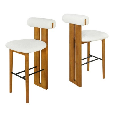 Modern Counter Bar Stools with Upholstered Seat and Back,Armless Kitchen Island Chairs for Compact Dining Areas or Home Bars-Maison Boucle