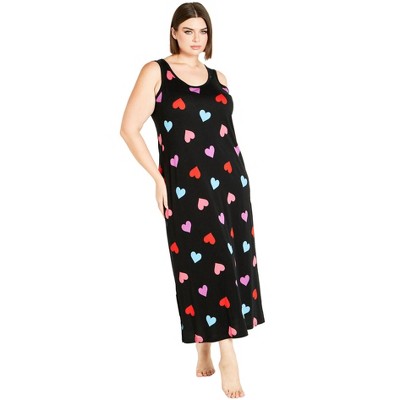 Avenue Women's Plus Size Sleep Heart Maxi Dress