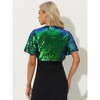 INSPIRE CHIC Women's Sequin Jacket Flared Sleeve Sparkly Bolero Crop Glitter Shrug - 3 of 4